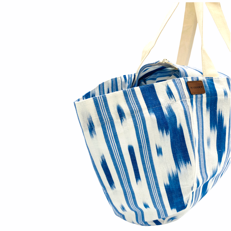 Shopper blau Ikat-Muster 35 x 30 x 25 cm Handgepäck Cala Millor
